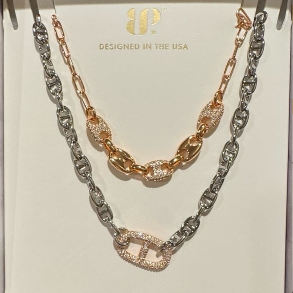 Elegant Two-Tone Chain Necklace Set